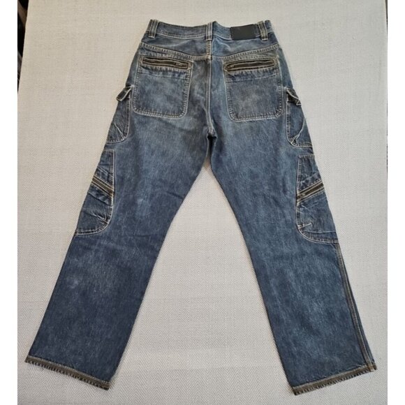 Sean John Jeans Men’s 32x32 Blue Y2K Hip Hop Baggy Wide Leg Denim Zip Pockets - Picture 2 of 13